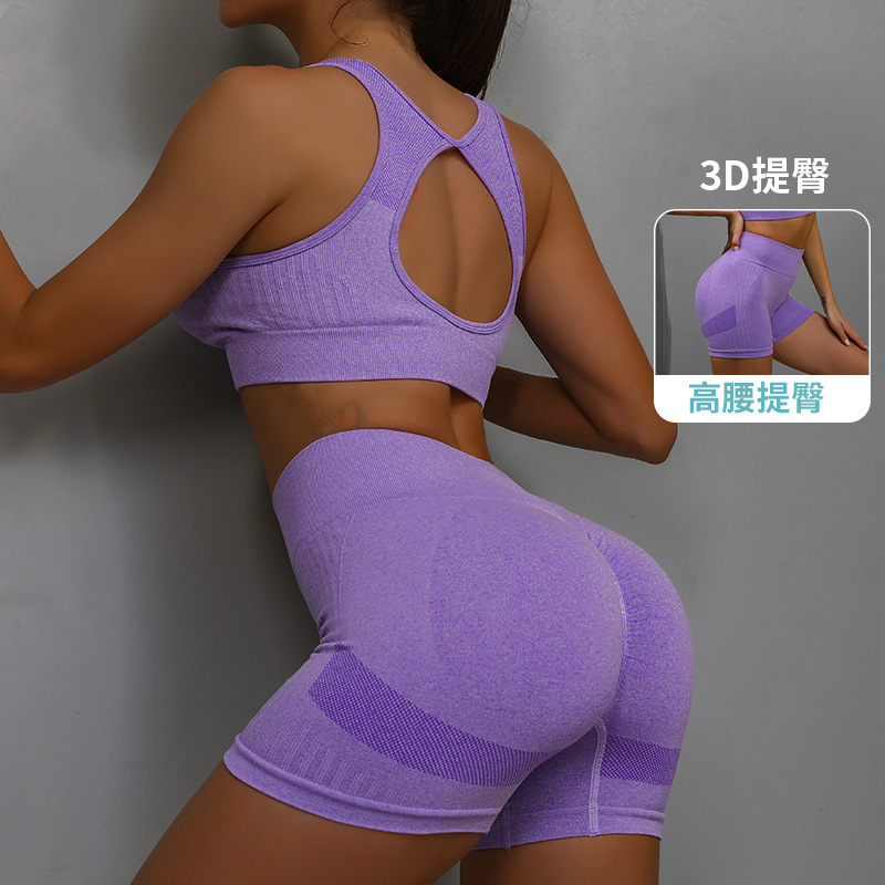 Europeos y estadounidenses trajes de yoga transfronterizos camisas pantalones cortos set fitness ejercicio rápido secado caderas belleza de espalda running set de yoga