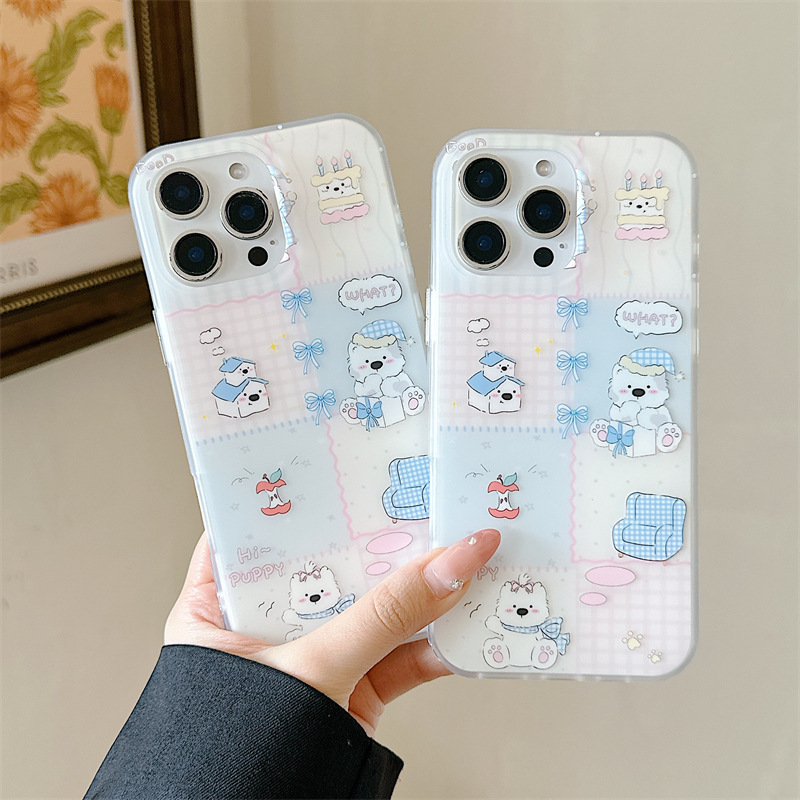 Estilo ins sofá de costura cachorro para Apple 16ProMax funda para teléfono móvil 15Pro lindo 14/13 femenino 15PM