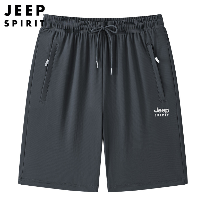 Jeep Casual 2025 Ice Silk Thin Casual Shorts Men's Summer Sports Straight Elastic Breathable Five-Point Shorts 5226