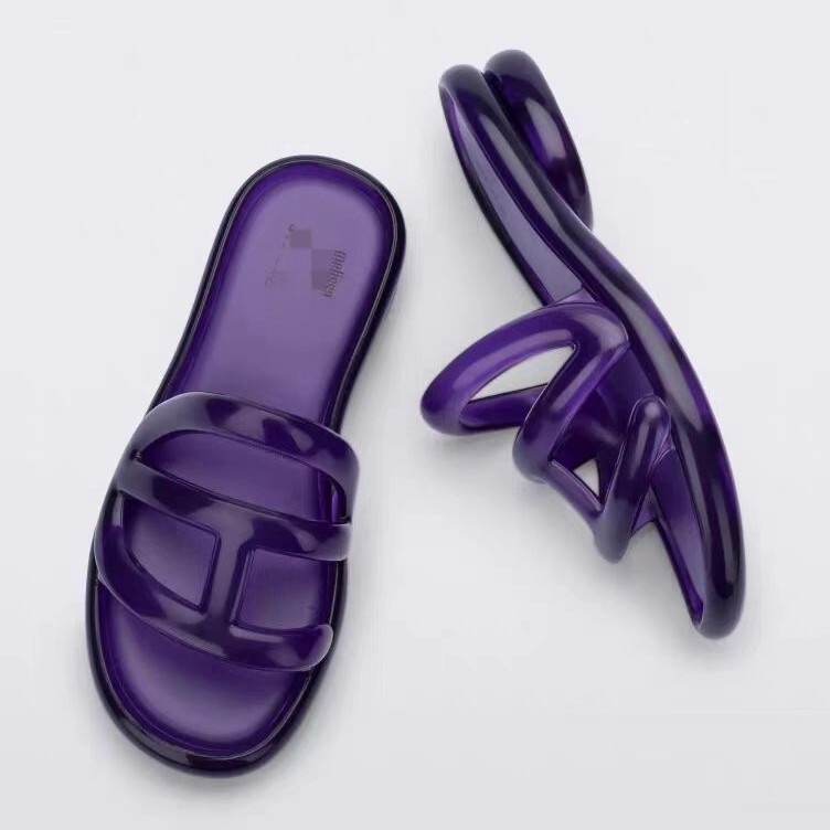 Melissa Slippers Wide Letter Thick Sole Medium Heel Height 2.8cm Melissatelfar