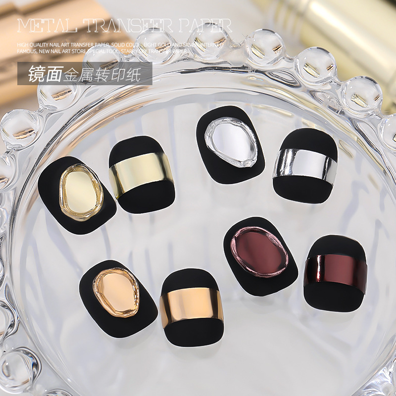 Manicure metal retro papel de transferencia nuevo estilo punk brillante oro puro plata bronce desgaste decoración de uñas al por mayor