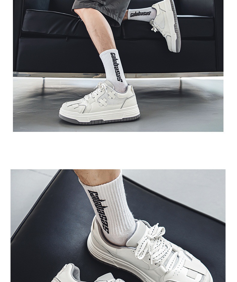 Men's Casual Sneakers White Platform Comfortable Trendy Shoes_voghion.com