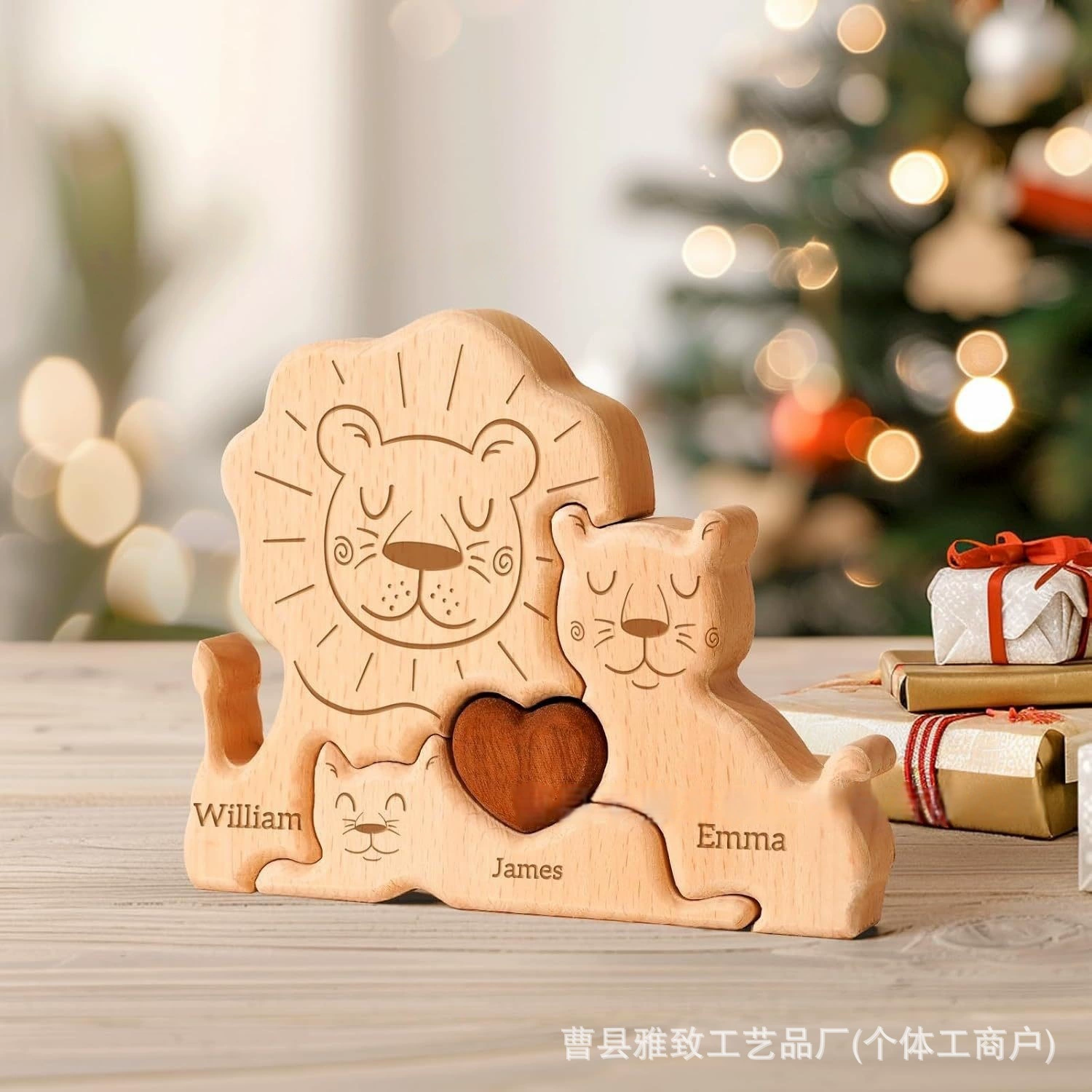 Деревянные украшения в виде маленького льва в стиле пазла для входного стола, теплые семейные украшения в подарок на День матери