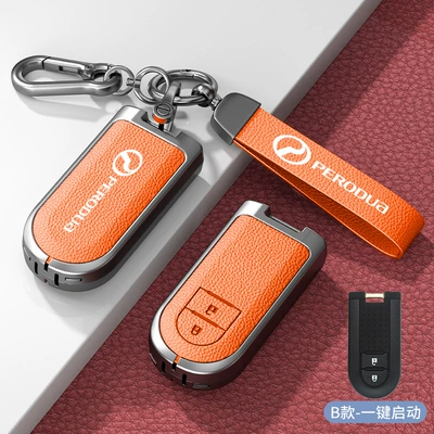 Car key bag – Deer Car Key Cover Perodua - standard-option-b-emma-orange-zinc-alloy-case-metal-lanyard