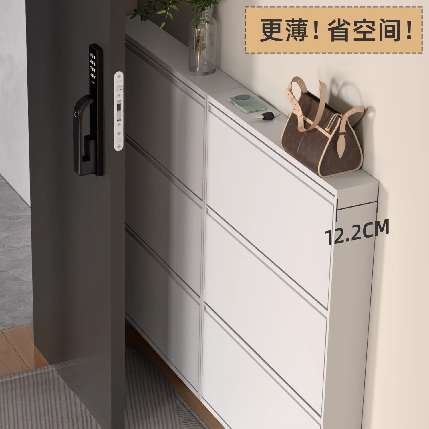 Ultra-Thin Steel Shoe Cabinet for Home Entrance Hallway Entrance Iron Cabinet Metal Large Capacity Multi-Functional Tipping Bucket Factory
