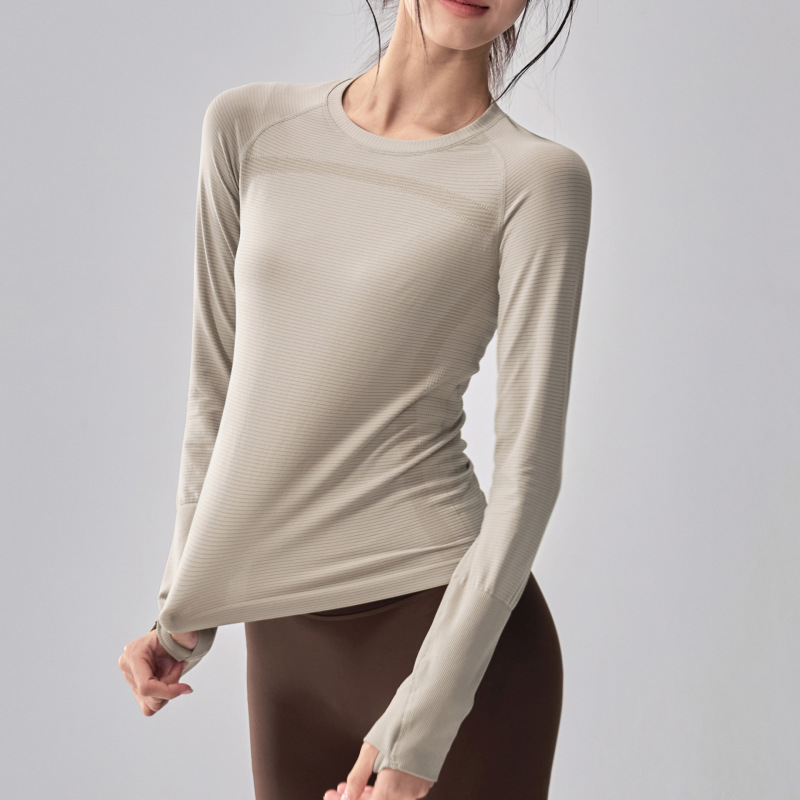 Cross-Border Quick-Drying Autumn and Winter Yoga Clothing Pilates Training Seamless Running Long-Sleeved Slim High-Elastic Sports Top Cross-Border Quick-Drying Autumn and Winter Yoga Clothing Pilates Training Seamless Running Long-Sleeved Slim High-Elastic Sports Top