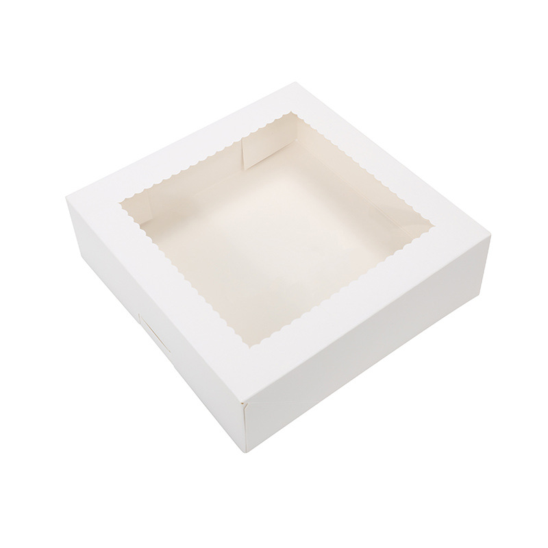 Taza de papel de comercio exterior transfronterizo Caja de pastel Caja de embalaje de postre plegable gratuita personalizada Tamaño personalizado Caja de galletas de cartón blanco