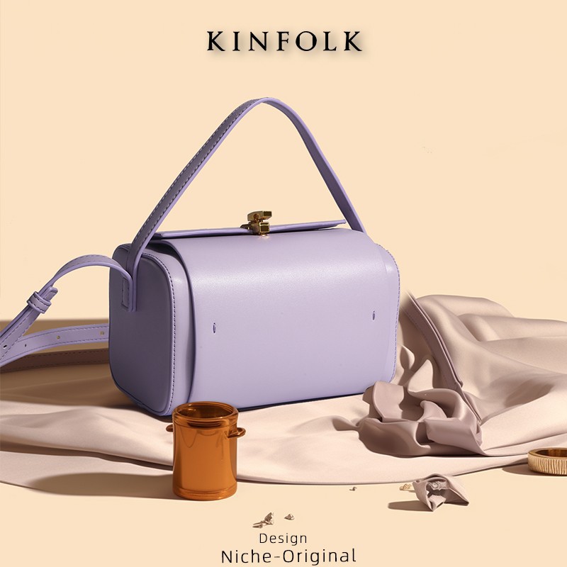 包包女新款2025高级质感小众巴西莓紫波士顿盒子小方包单肩斜挎包 - Thumbnail 7