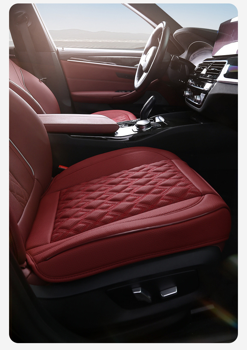 Genuine Leather Car Seat Cushion, High-End, Suitable for All Seasons, Breathable, Single-Piece, Easy to Install, Three-Piece Set, Full Coverage Seat Cushion