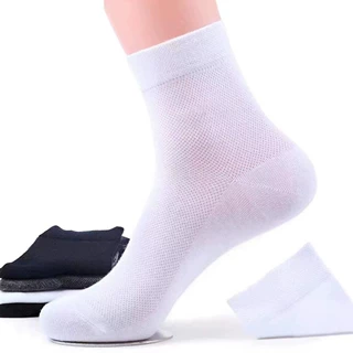 网眼袜子男士夏季透气中筒纯色棉防臭吸汗春秋棉袜夏天薄款男袜