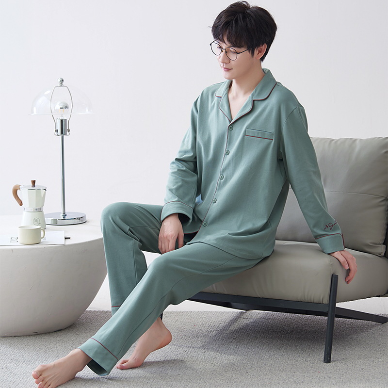 Pijamas de hombre primavera y otoño de algodón puro 2023 nuevos hombres de manga larga resistente ropa para el hogar Otoño e Invierno