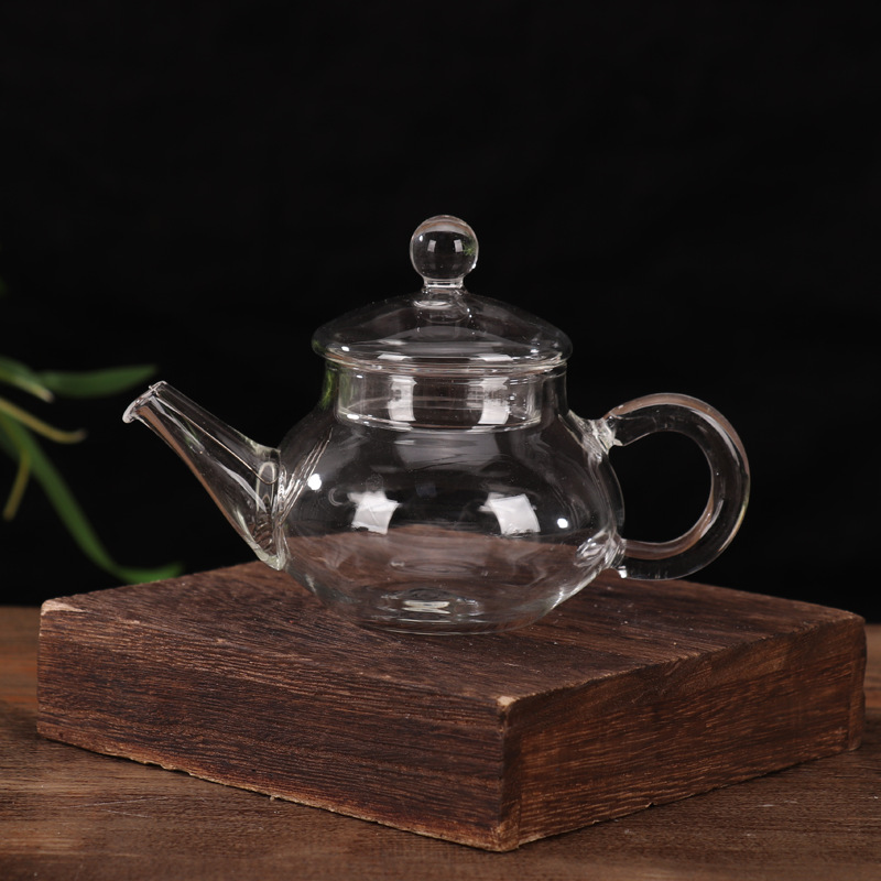 Tetera de vidrio transparente con alto contenido de borosilicato, tetera de burbujas, mini tetera de flores de pequeña capacidad para el hogar
