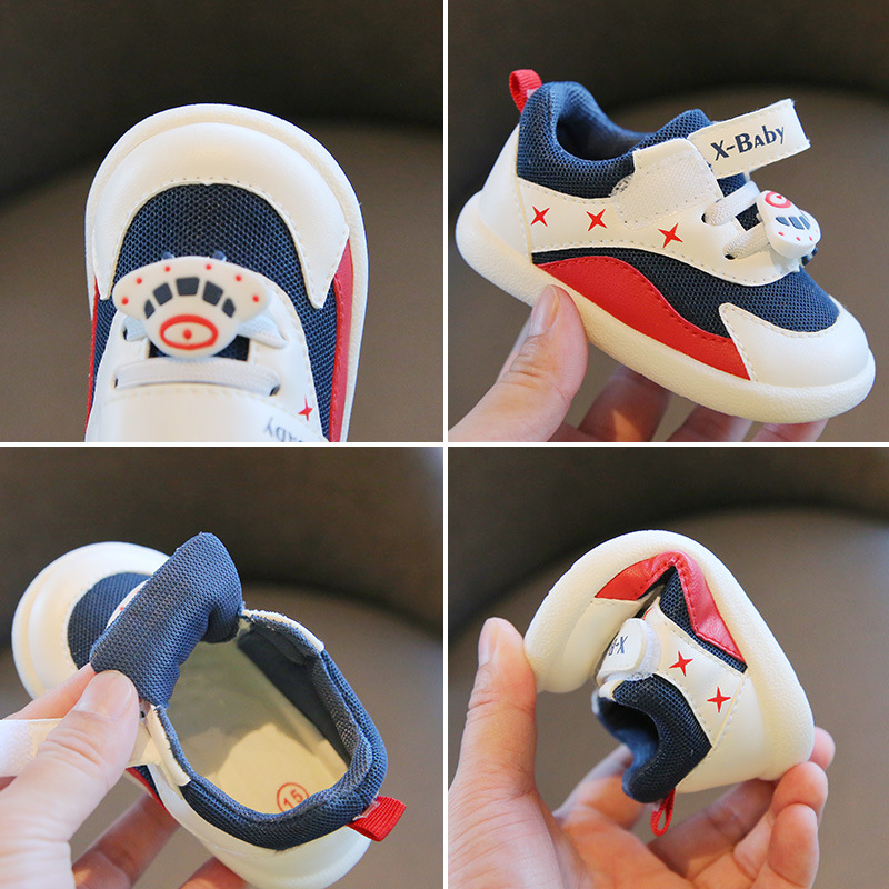 Zapatos de bebé de primavera Zapatos de malla transpirable para niños Zapatos de niño de dibujos animados para niños 0-3 años de edad zapatos de velcro de fondo suave para niños