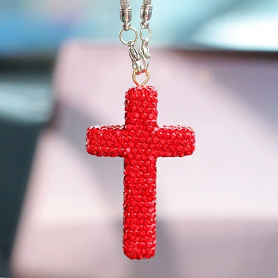Car hanging: Men and Women Interior Pendant - big-red-thin-cross