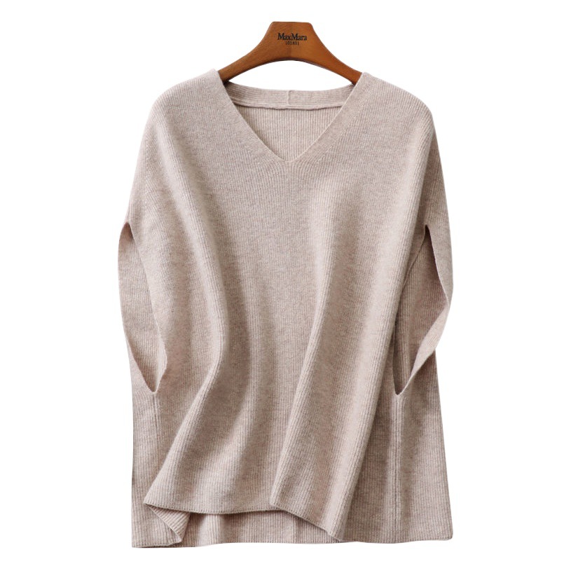 Otoño e invierno nuevo chaleco de talla grande con cuello en v manga batwing color sólido todo partido sin mangas suelto chaleco de mujer de punto exterior image 1