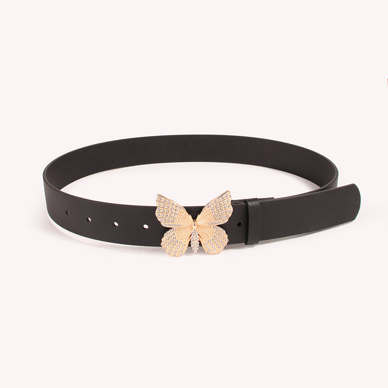 Sweet Butterfly Pu Leather Alloy Plating Inlay Rhinestones Women's Leather Belts display picture 2