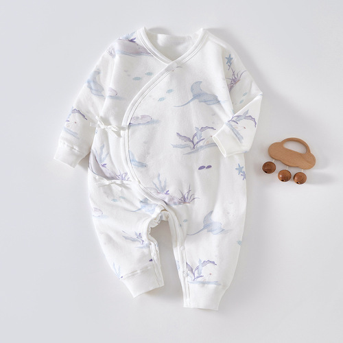 Newborn clothes, autumn and winter baby onesies, newborn one-month-old baby monk clothes, quilted warm clothes, rompers