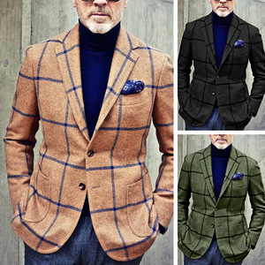 Plaid casual trend suit coat