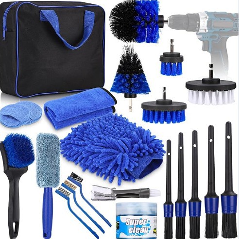 亚马逊直销电钻刷22件套圆盘刷毛刷汽车清洁刷抛光美容清洁刷套装