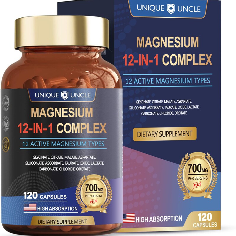 Cross-Border Us Market Tk Meike Duo Overseas 12-in-1 Magnesium Complex Capsules Glycinate Salt Vitamins Support Muscles