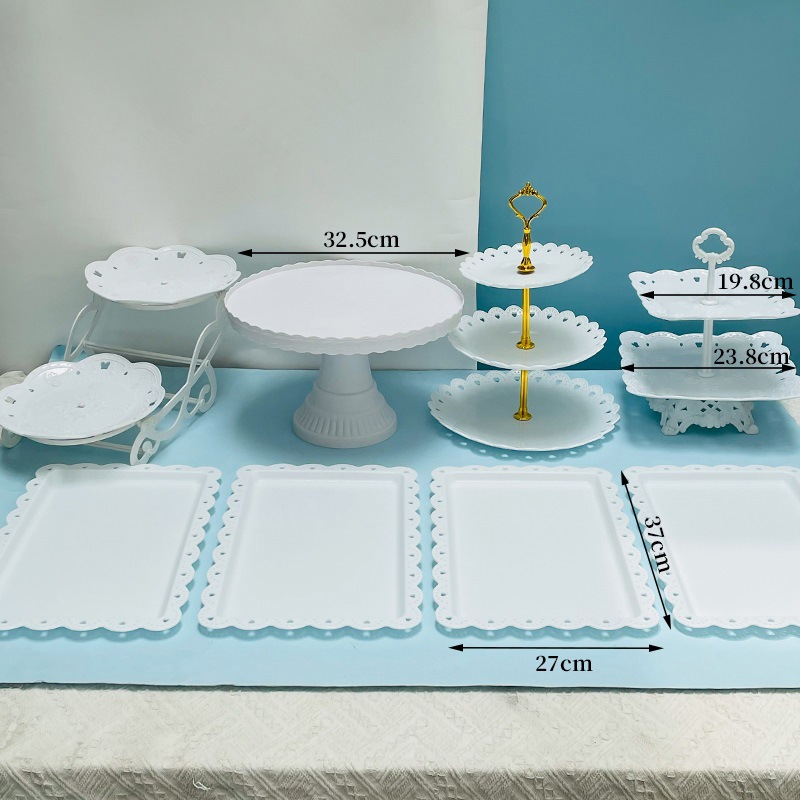 Decoración de postres de cumpleaños estante de exhibición de boda europea estante de frutas estante de pastel de plástico bandeja de bocadillos