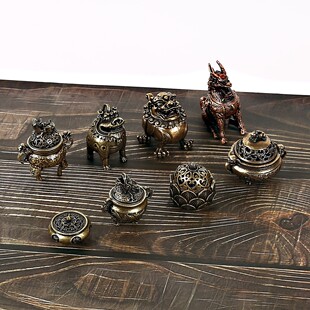 Pure Brass Old Unicorn Sandalwood Incense Burner Home Crafts Ornaments Anti-Ancient Cultural Toys Gifts Old Copperware Wholesale