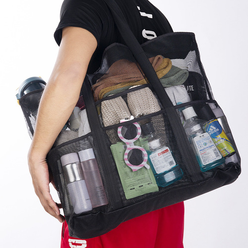 Mesh Shower Tote 8 Storage Bags Handy Bathroom Storage Bag Large Shower Basket Portable Beach Bag