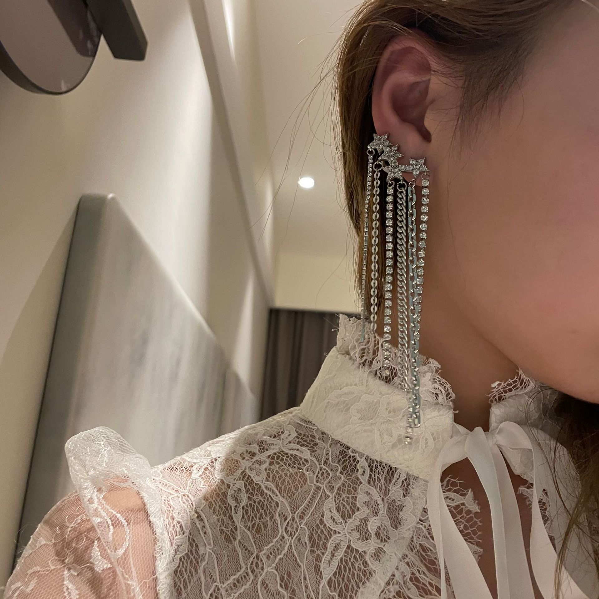 Fashion Five-pointed Star Long Tassels Ear Clip display picture 4