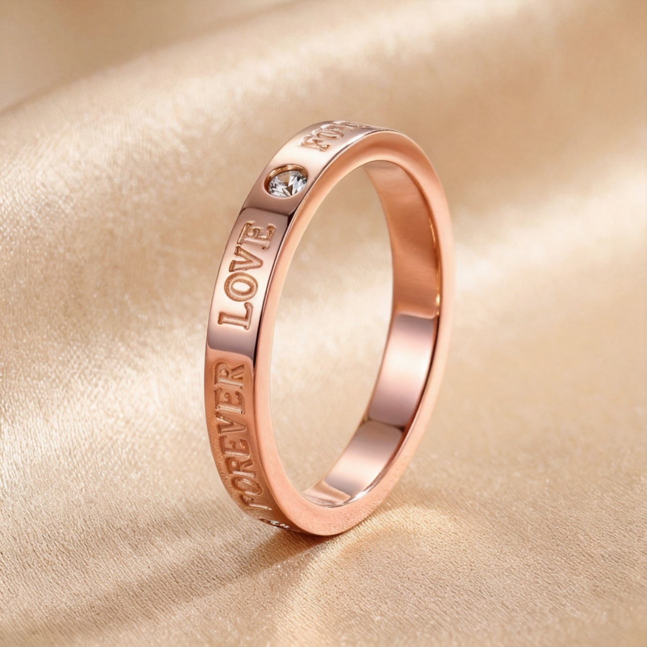 Anillo de acero inoxidable, nicho femenino, lujo ligero de alta gama, sin decoloración, oro rosa, diseño de gypsophila, joyería femenina