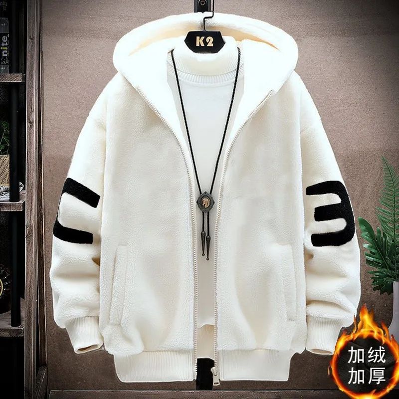 Abrigo de lana de cordero invierno engrosado estilo coreano Moda guapo chaqueta acolchada de algodón pareja suelta marca de moda cálido Abrigo acolchado de algodón