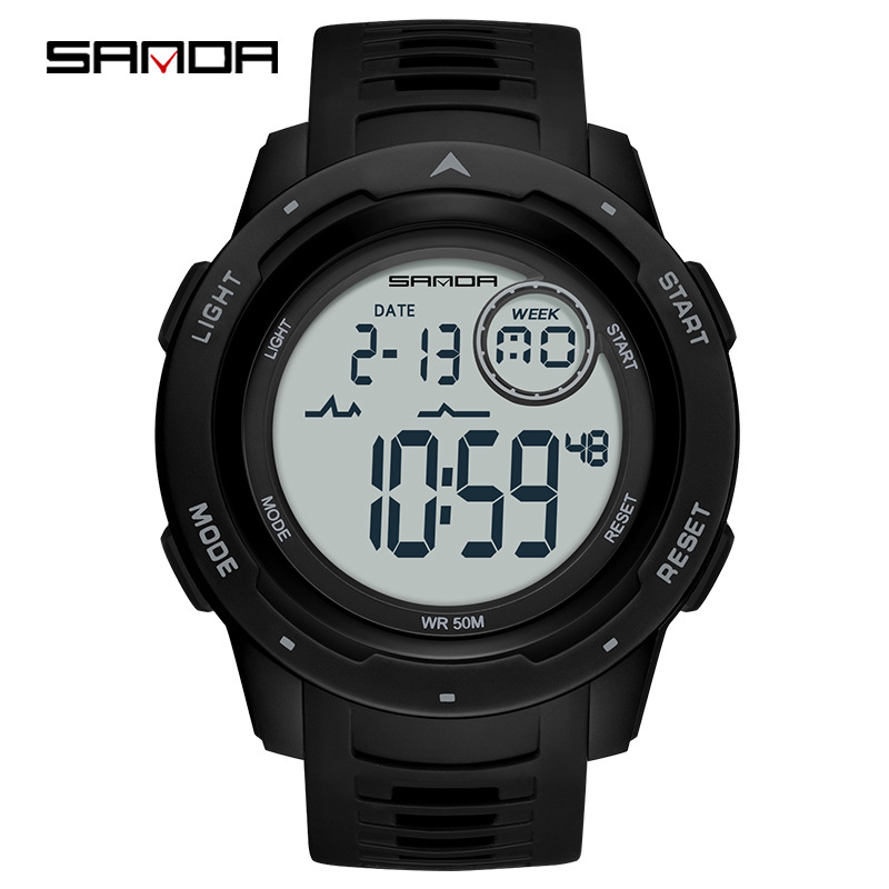 SANDA 2125 multifuncional electrónico impermeable deportes reloj de los hombres estudiante moda reloj de moda de los hombres