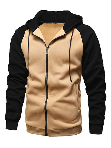 Hooded Sweatshirt Plaid Fleece-lined Men's Zip-up Hooded Jacket Casual Top Spring Loose Fit Men's Clothing