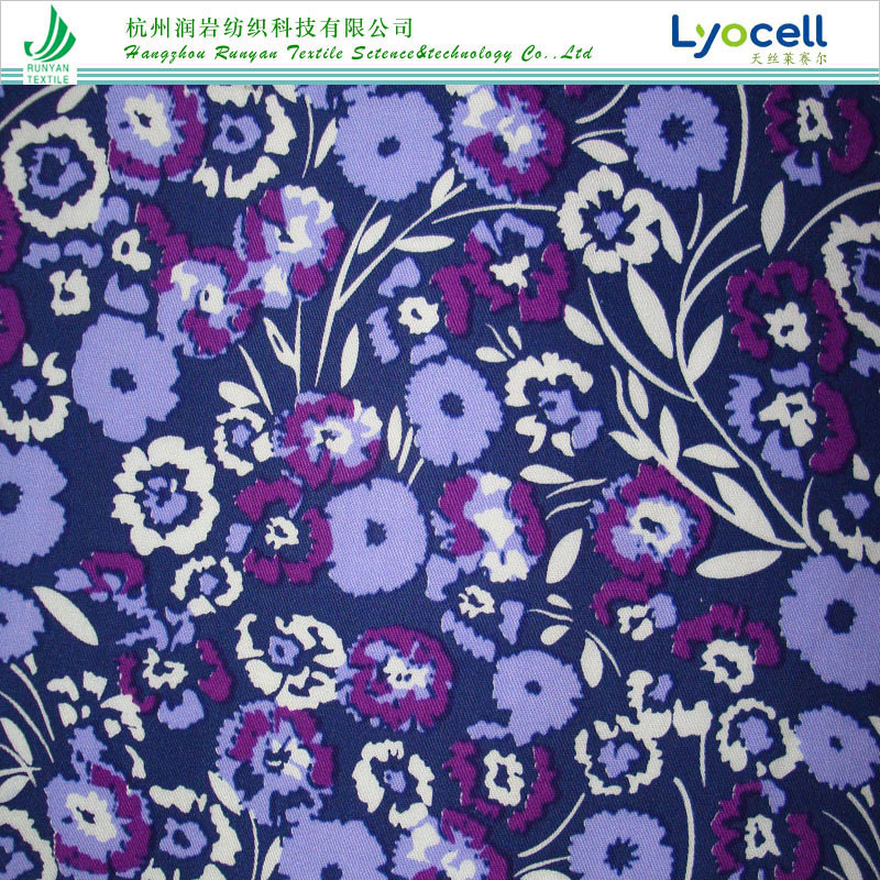 天丝印花面料 200g天丝莱赛尔活性印花面料Lyocell莱赛尔印花面料