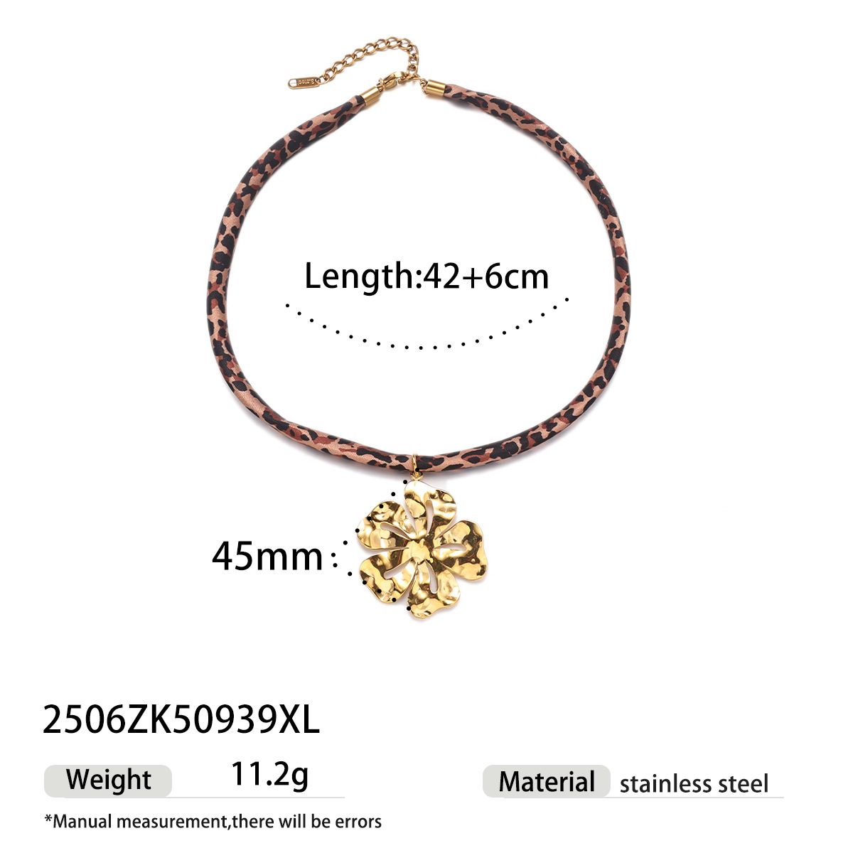 Tiana Europa y América collar de acero inoxidable dulce y fresco estilo de galía de galera variedad bufandas de seda de leopardo collar de acero de titanio joyería de venta caliente transfronteriza image 17