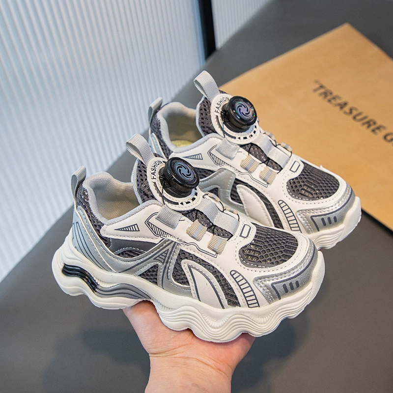 Детская спортивная обувь, обувь для мальчиков, весенний новый стиль 2025 года, повседневная обувь среднего и большого размера с сеткой, кроссовки, обувь для папы для девочек.