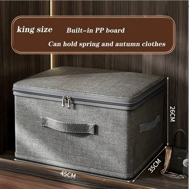 Fabric Storage Boxes 4-Piece Set, Capacious Foldable Zipper Organizers, Multi-Size Options