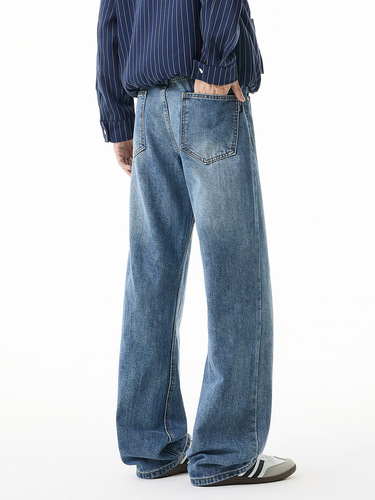 Muxi Clothing #basic style all-matching retro lengthened fashion brand cleanfit high street ready-made straight jeans for men