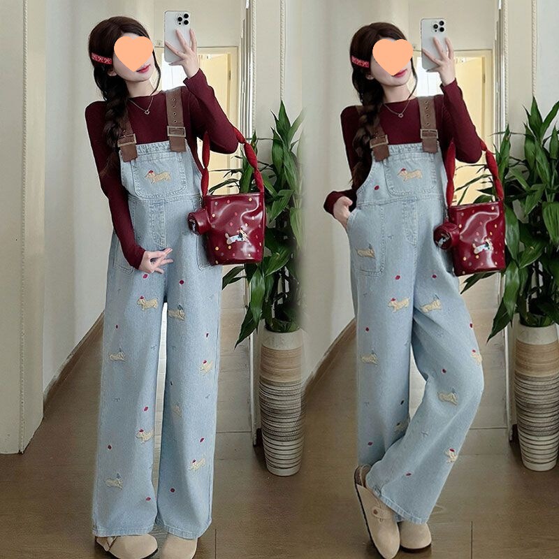 Maternity Set Autumn Fashion Suit Loose Cartoon Pregnant Women Top You Are Pregnant Overalls Casual Two-Piece Set