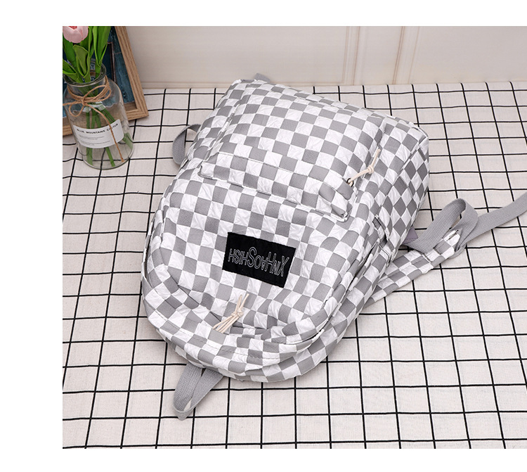 Korean ins artistic trend checkerboard checkered backpack, Japanese Harajuku style fresh and clean high school and junior high school student bag undefined