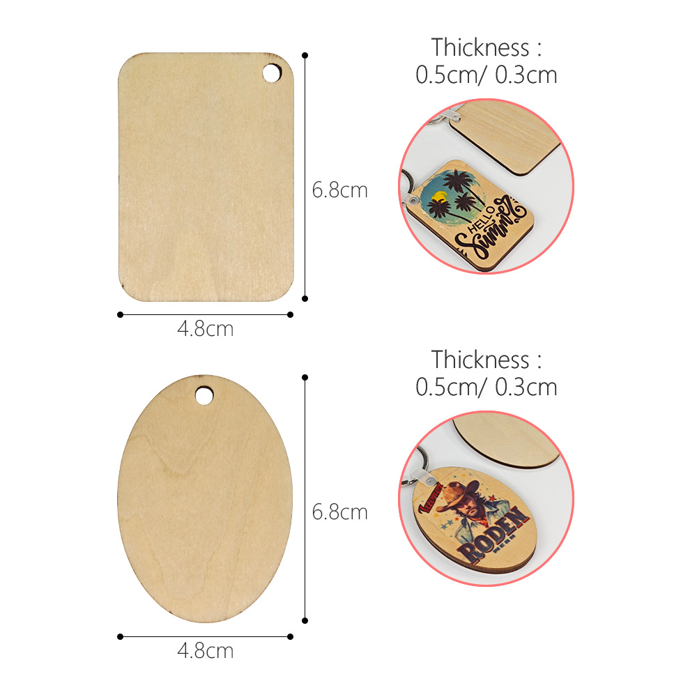 Sublimación llavero de madera contrachapada en blanco bolso de personalidad creativa llavero de joyería al por mayor