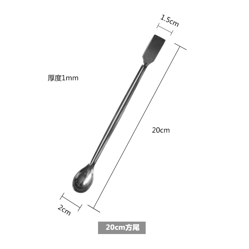 Cuchara de Medicina de Acero Inoxidable de Fábrica, de Cabeza Simple y Doble, Reforzada para Administrar Medicamentos y Toma de Muestras, Versión Reforzada de Cabeza Simple, Cuchara de Enseñanza para Laboratorio.