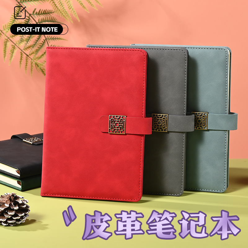 A5 Notebook Customized for Corporate Business Office Use with Logo Printed on Soft Leather, Simple and Thickened Design, Meeting Notes, Magnetic Clasp Notebook A5 Notebook Customized for Corporate Business Office Use with Logo Printed on Soft Leather, Simple and Thickened Design, Meeting Notes, Magnetic Clasp Notebook