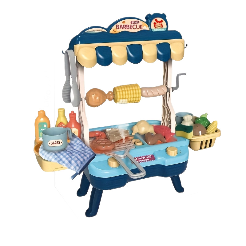 Mini cocina transfronteriza iluminación spray cocinar juguetes caseros sonidos y ópticos juguetes para niños parrilla de barbacoa