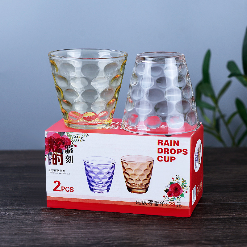 Venta al por mayor productos de Vidrio colorido gota de lluvia taza conjunto regalo del hogar actividad taza de té reunión de negocios taza de vidrio