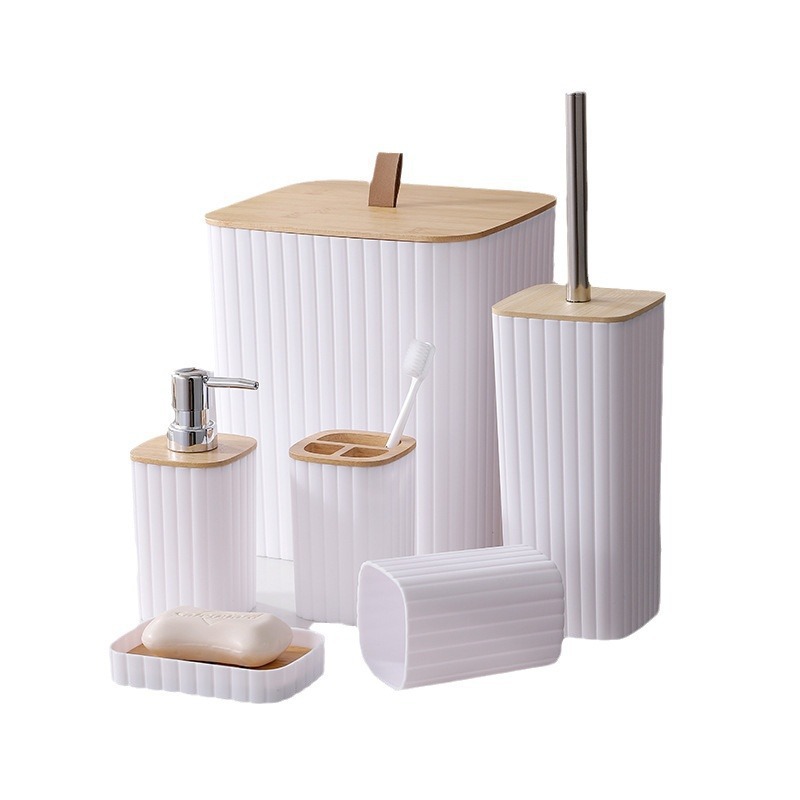 2024 nuevos productos transfronterizos nórdicos residencias set de cepillo de inodoro almacenamiento de inodoro suministros de hotel emulsión de bambú baño