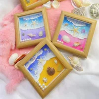 Трехмерные креативные DIY квадратные образцы пляжной ракушки текстуры росписи украшения декоративная роспись подарка фоторамка оптом