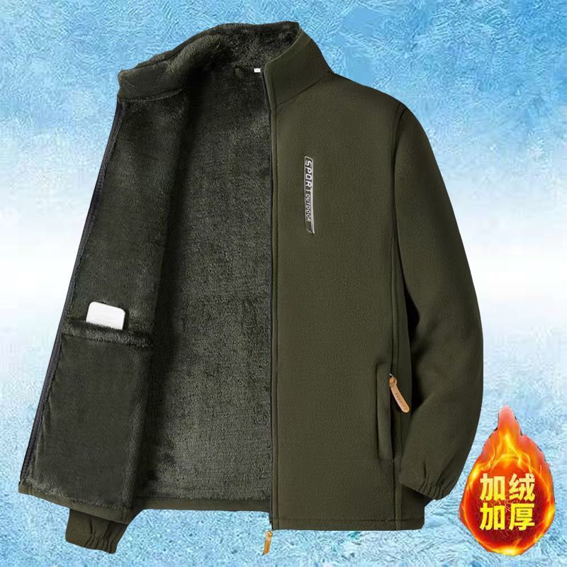 Autumn and winter outdoor fleece jacket for men, plus-size fleece coat, thickened men's fleece jacket, cardigan, cross-border sweatshirt