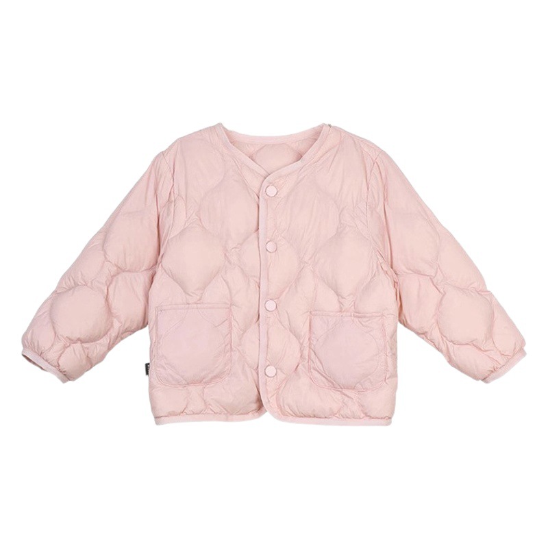 Niñas ligero Faux abajo chaqueta 2023 otoño nuevo bebé niñas abrigo corto de los niños estilo occidental color sólido superior