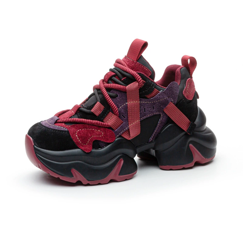 Fleece-lined Winter Platform Sneakers, Genuine Leather, Chunky Sport Style