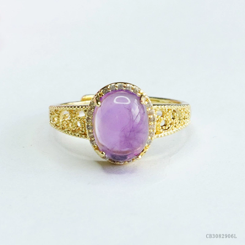 Кольцо с натуральным аметистом Гуань Ю, фиолетовое ювелирное изделие, оптовая продажа от производителя, дропшиппинг S3082906L